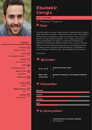Sınıf Öğretmeni Cv Örnekleri cv indir
